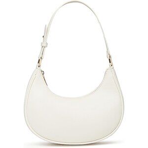 Women White Retro Classic Clutch Shoulder Tote Hand Bag With Zipper Closure